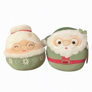 New Christmas Squishmallows Santa and Mrs Claus Nick and Nicolette Green Plush